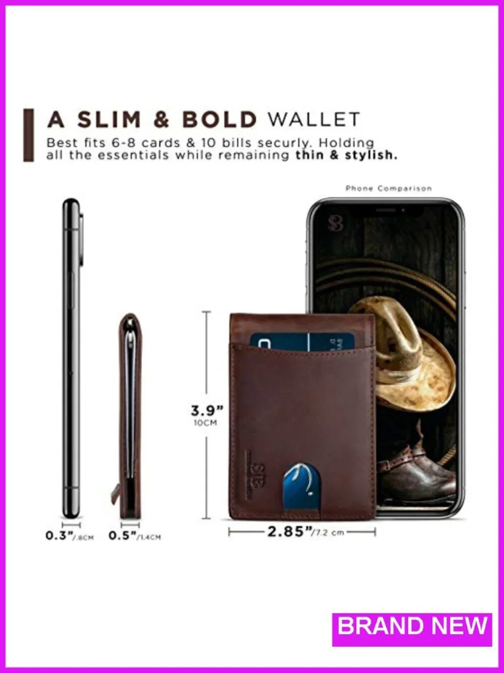 RFID Blocking Slim Bifold Genuine Leather Front Pocket Wallet with Money Clip